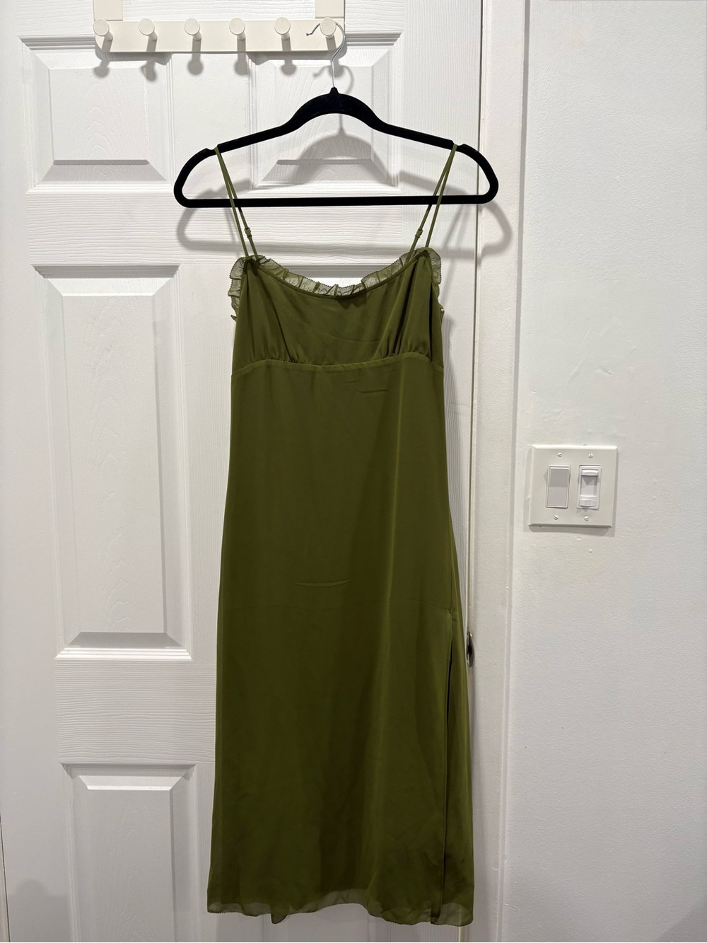 Aritzia Wilfred Olive Green Midi Slip Dress